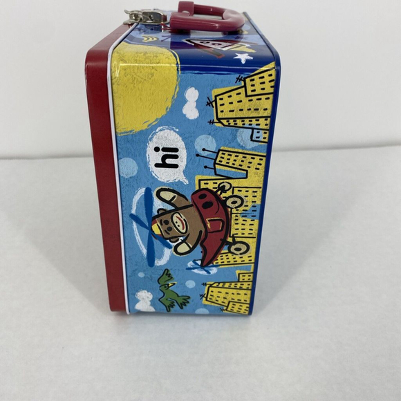 Schylling 2008 3D Sock Monkey Metal Lunch Box EUC Collectible Keepsake Box - Picture 4 of 11